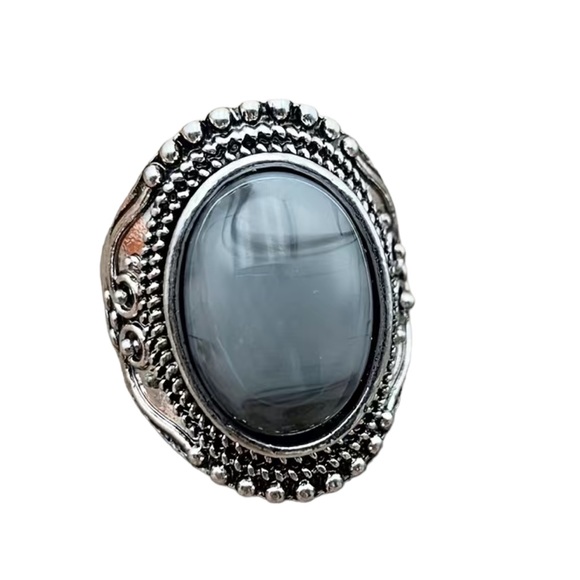 Vintage Boho Silver and Marbled Gray Stone - Picture 3 of 5